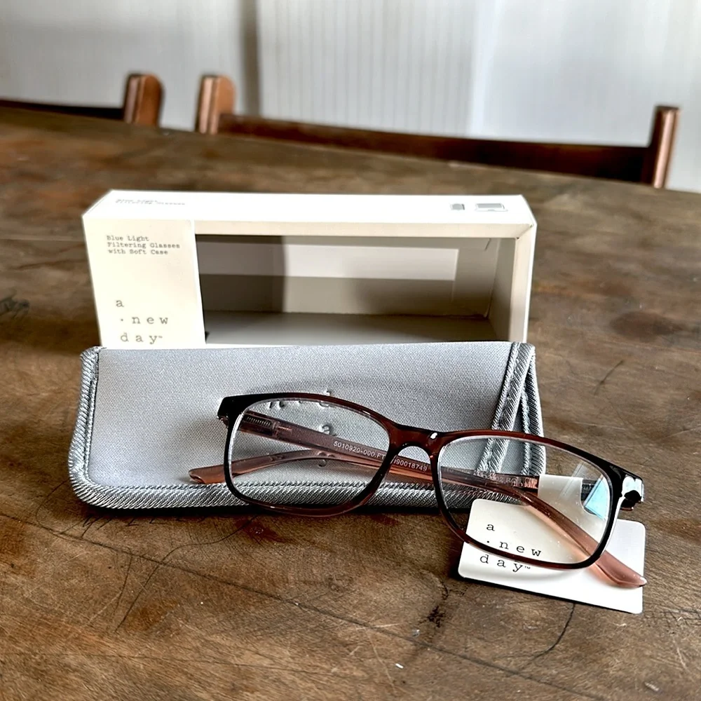 A New Day Blue Light Filtering Glasses with Soft Case